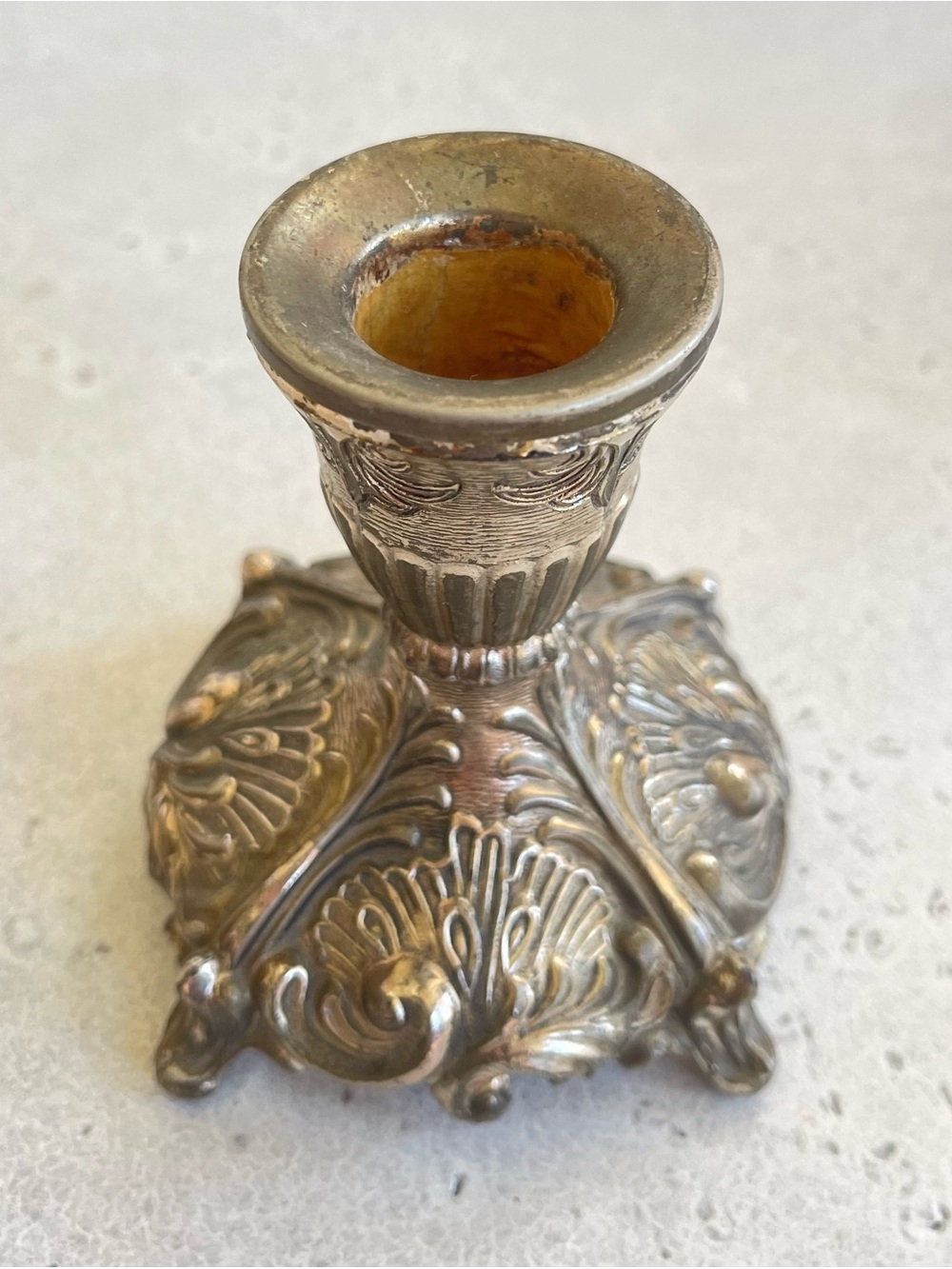 Set of 2 Silver Tone Metal Ornate Candle Holders Victorian Style Scroll Alter - Picture 3 of 8